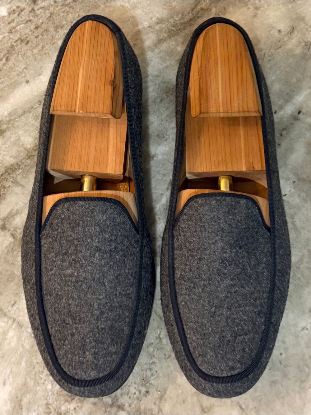 STUBBS & WOOTTON LOAFER GRAY WOOL SLIPPER $700 SZ 9 Paul Belgian Stuart Shoes